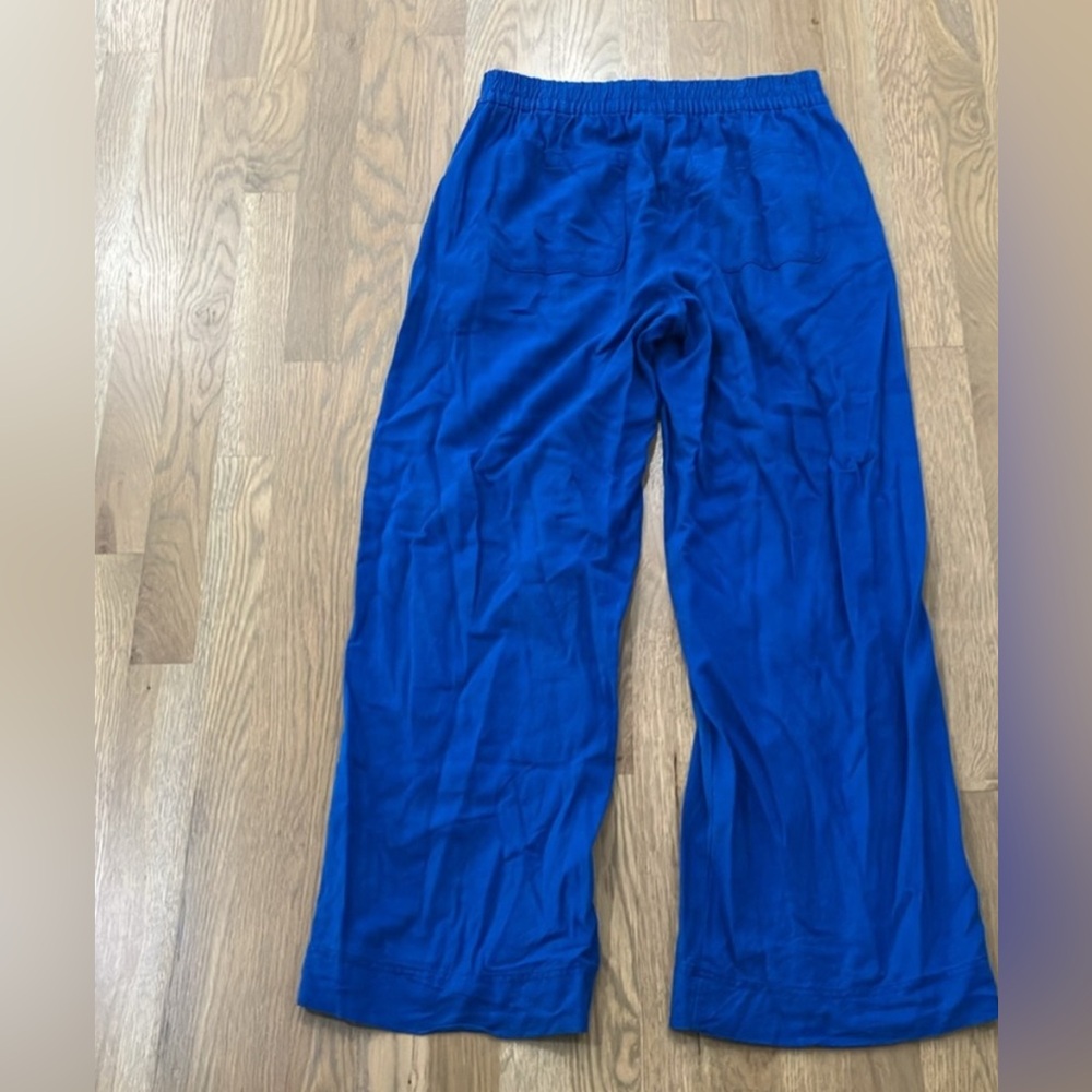 Old Navy Women's Royal Blue High-Waisted Linen Rayon Wide Leg Comfy Pants